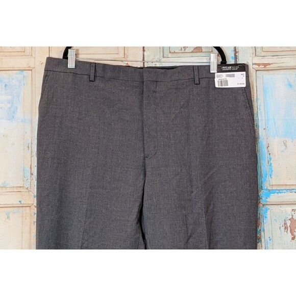 Awearness Kenneth Cole Mens Size 40 Gray Flat Front Tapered Leg Chino Pants - Picture 3 of 10